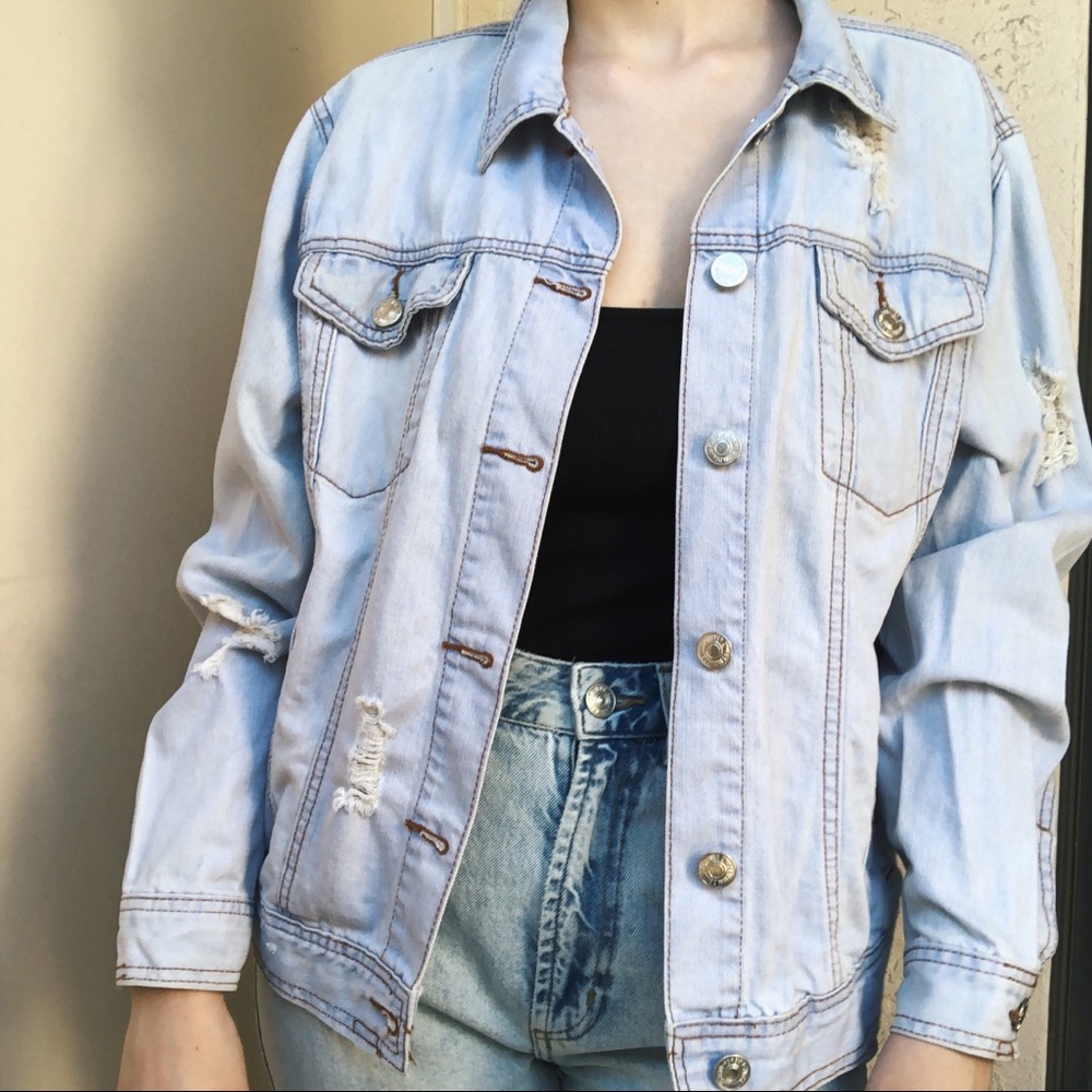 Ripped baggy denim jacket
